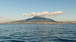Mount Vesuvius can be seen from the Gulf of Naples.