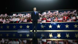 President Donald Trump arrives to speak during the Republican National Midterm Convention at the American Airlines Center in Dallas, Texas on September 9, 2026.