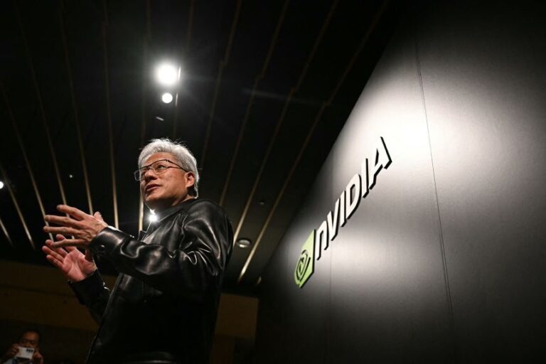 Nvidia CEO Jensen Huang attends a Q&A session with the media during Nvidia/Japan AI Ecosystem Reception in Tokyo on July 16.