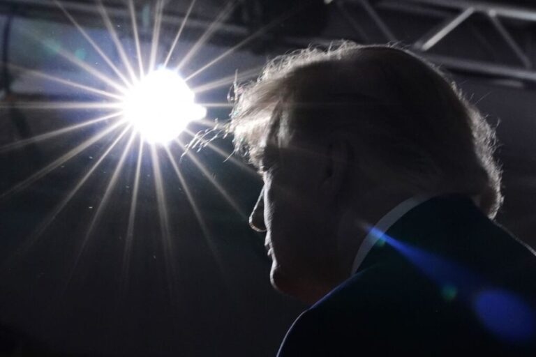 President Donald Trump arrives at a campaign rally in Grand Island, Nebraska, on October 5.