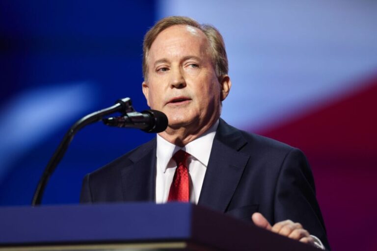 Texas Republican Senate candidate, Texas Attorney General Ken Paxton, speaks during the 2026 Republican National Convention at the American Airlines Center on September 9, 2026 in Dallas, Texas.