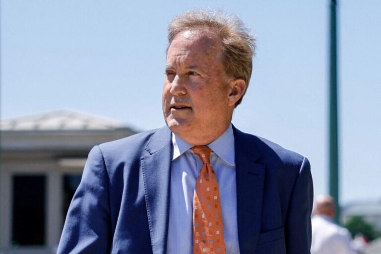 Texas Attorney General Ken Paxton walks outside the US Capitol on June 3.