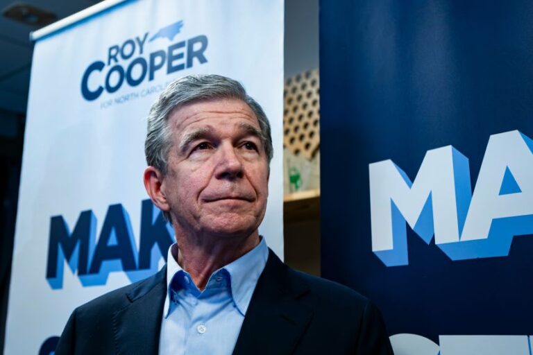 Roy Cooper, former governor of North Carolina and Democratic US Senate candidate for North Carolina, during a