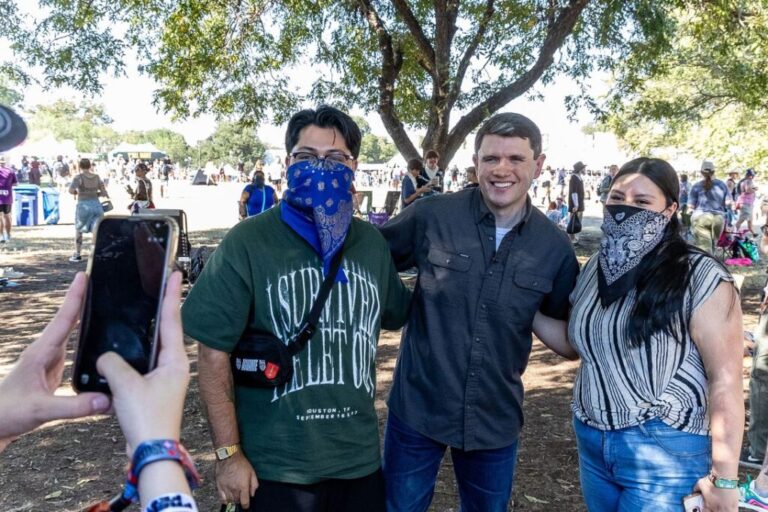 Democratic Senate Candidate James Talarico meets with fans during weekend two of the 2026 Austin City Limits Music Festival at Zilker Park in Austin, Texas, on October 9, 2026.