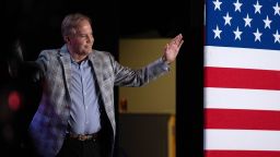 Republican US Senate candidate, Texas Attorney General Ken Paxton greets the crowd during a campaign event at Glorious Way Church on September 21, in Houston, Texas.