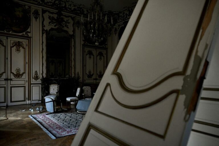 Damage at the Hotel de Nesmond, the state's official residence in Gironde, in Bordeaux, on Saturday.