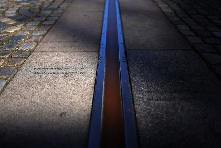 The prime meridian, marked on the ground at London's Royal Observatory Greenwich, represents 0 degrees longitude. It serves as the reference point for Greenwich Mean Time, or GMT.