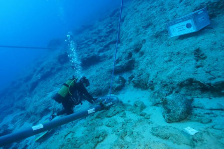 The wreck sits about 100 feet beneath the surface.