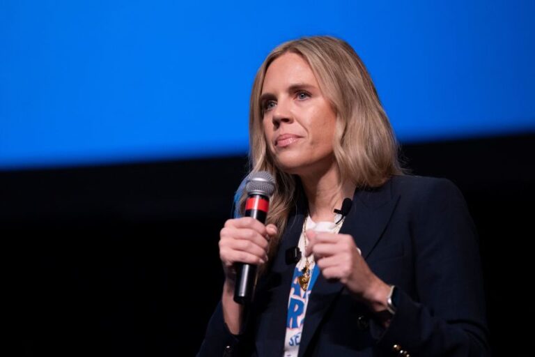 Democratic Senate candidate Annie Andrews speaks during the Spratt Issues Conference in Florence, South Carolina, on August 22, 2026.