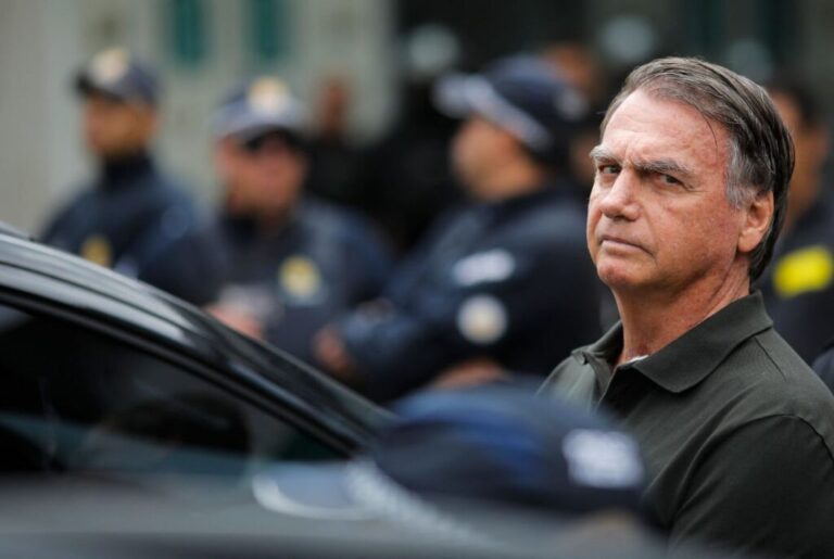 Former Brazilian President Jair Bolsonaro leaves the DF Star hospital in Brasilia, Brazil, on September 14, 2025, after undergoing a series of medical examinations while under house arrest.