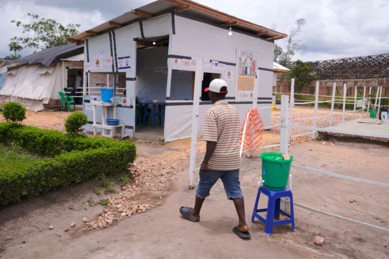 A participant arrives to take part in clinical trials amid a deadly Ebola outbreak in Congo.