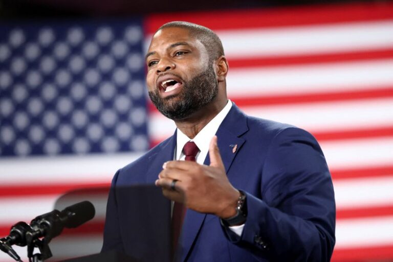 GOP gubernatorial candidate Byron Donalds speaks during a midterm campaign rally in Lakeland, on October 1.