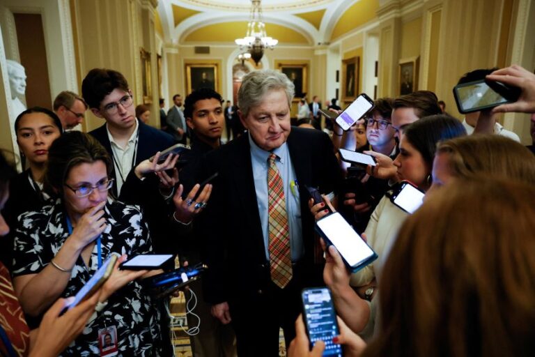 U.S. Senator John Kennedy (R-LA) speaks to reporters, on the day of Senate votes, on Capitol Hill in Washington, D.C., U.S., June 4, 2026.