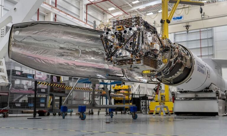 Katalyst Space’s LINK satellite is placed inside a Northrop Grumman Pegasus XL prior to launch.