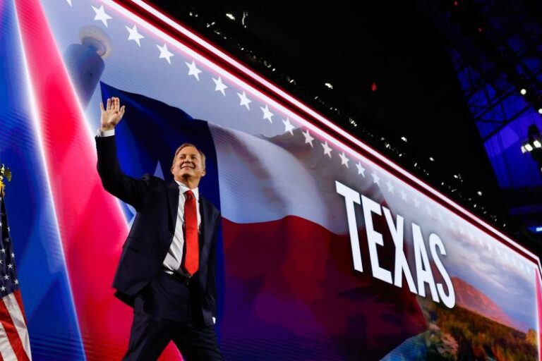 Texas Republican Senate candidate, Texas Attorney General Ken Paxton walks on stage on the first day of the 2026 Republican National Convention at the American Airlines Center on September 9, in Dallas, Texas.