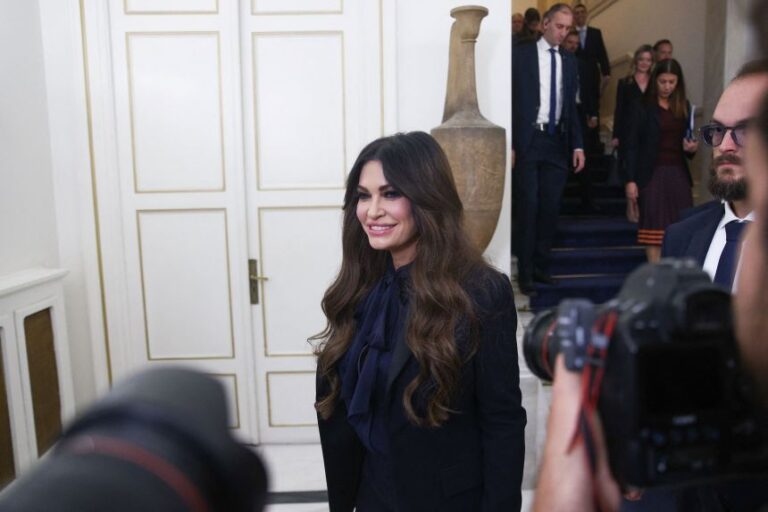 US Ambassador to Greece Kimberly Guilfoyle attends the opening of the Sixth round of the Greece-US Strategic Dialogue in plenary format, at the Ministry of Foreign Affairs in Athens on October 7.