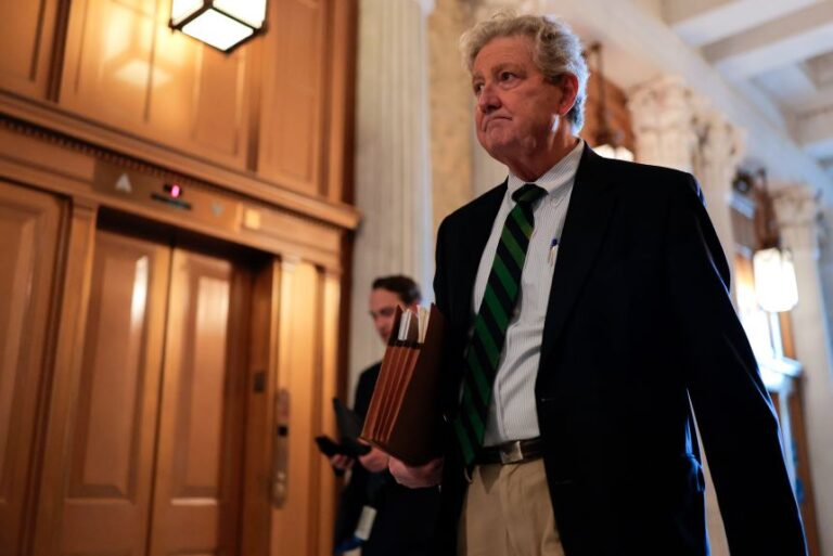 U.S. Sen. John Kennedy (R-LA) arrives for a vote at the U.S. Capitol Building on April 13, 2026 in Washington, DC. Members of both the Senate and House of Representatives return to DC this week after recess for Easter and Passover.