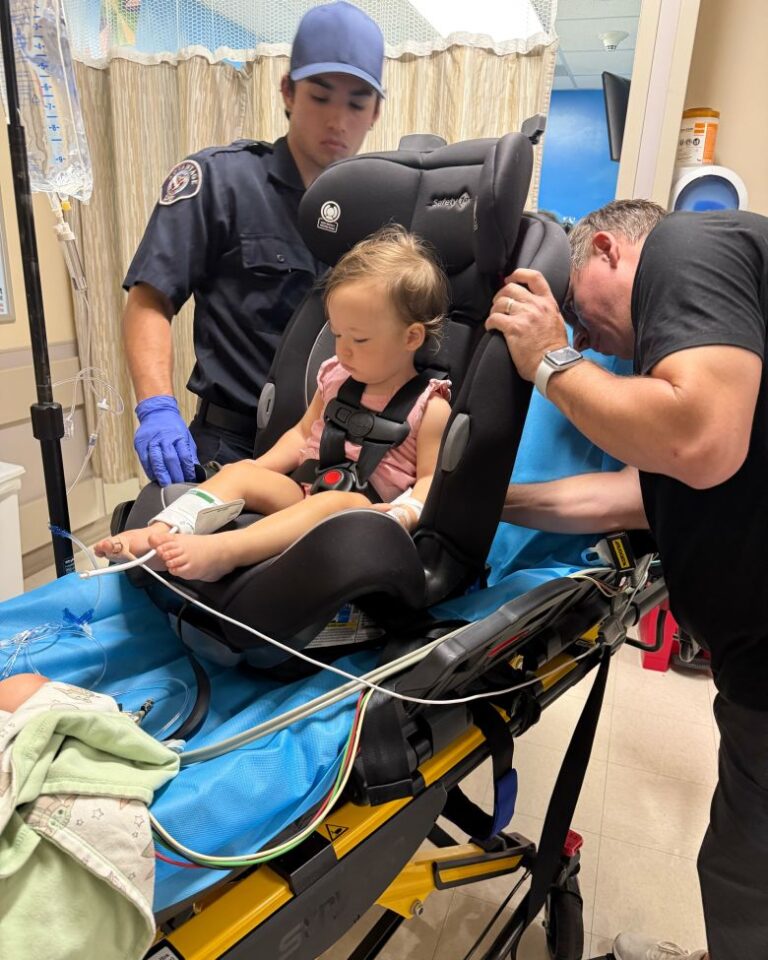 Brooklyn, in her car seat, is transported to Rady Children’s Hospital.