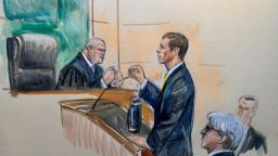 This courtroom sketch shows the DC District Court hearing regarding the White House attempt to ban CNN, MS NOW and Politico, on Thursday.