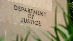 The exterior of the Department of Justice is seen in Washington, DC, in June 2026.