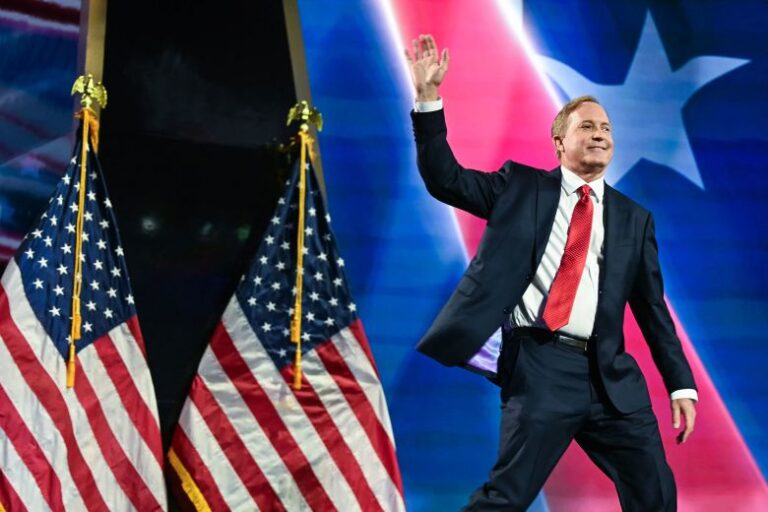 Texas Attorney General and Republican candidate for Senate Ken Paxton walks onstage during the midterm Republican National Convention in Dallas on September 9.