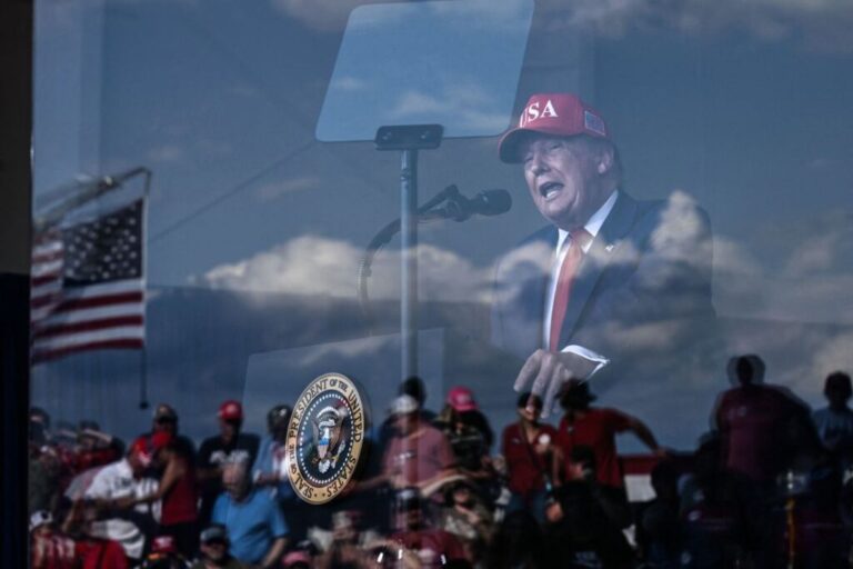 President Donald Trump speaks in Dalton, Georgia, on October 16.