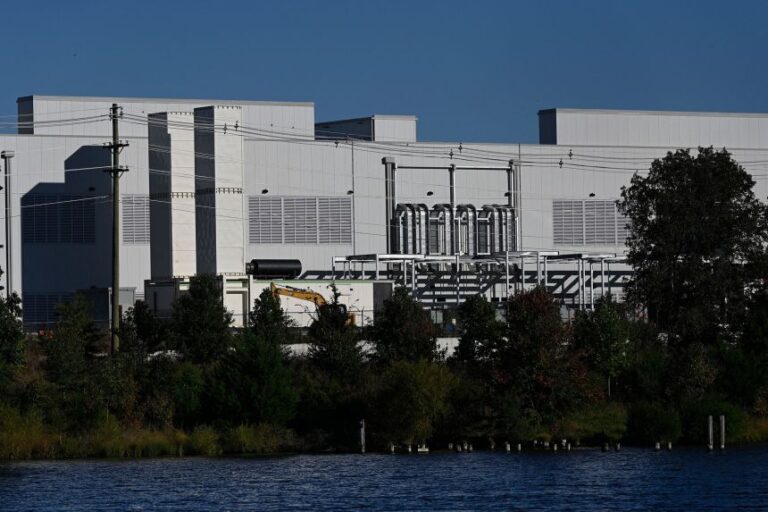 An Amazon Web Services data center is seen in Loudoun County, Virginia in October.