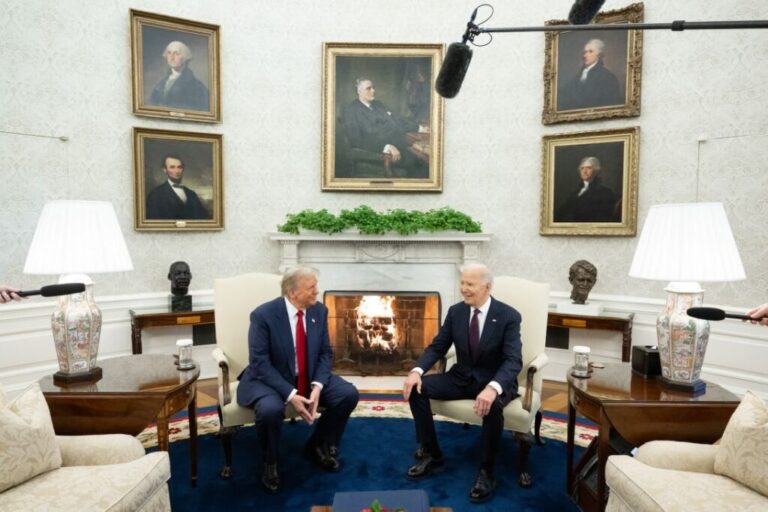 President Joe Biden meets with US President-elect Donald Trump in the Oval Office of the White House in Washington, DC, on Nov. 13, 2024.