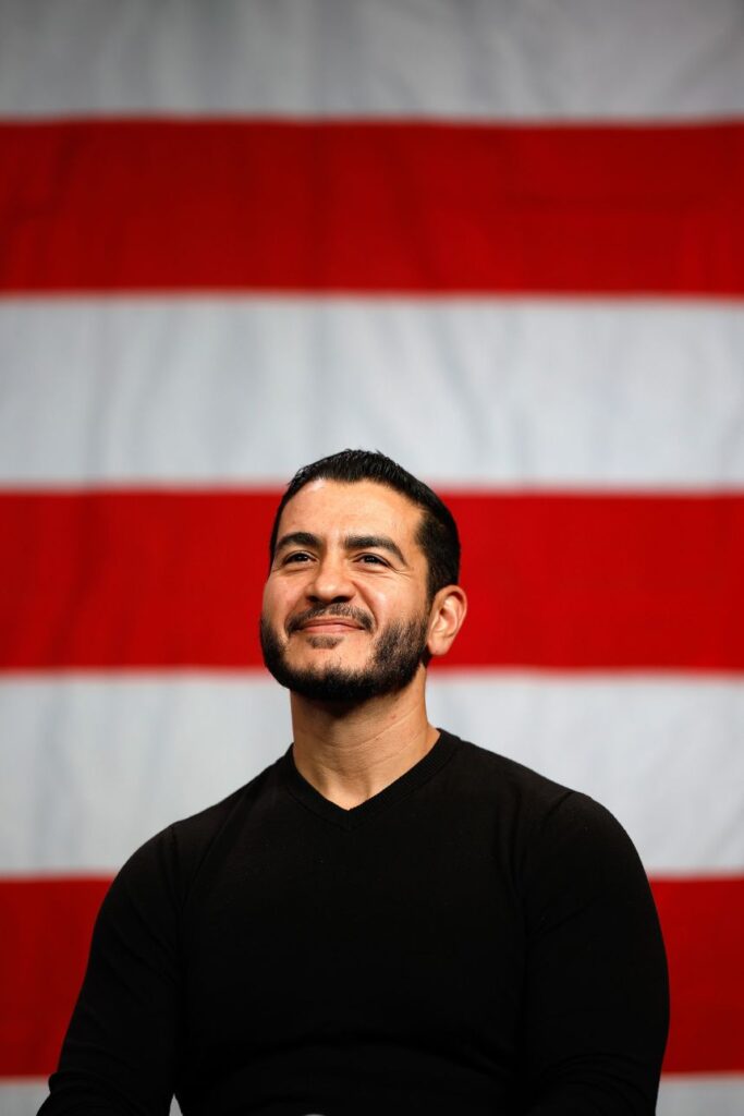 El-Sayed holds a campaign town hall in Cadillac, Michigan, on October 10.