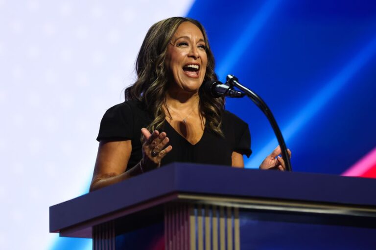 Rep. Monica De La Cruz speaks on the first day of the 2026 Republican National Convention on September 9 in Dallas.