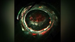 This image, created with data from Juno's Ultraviolet Imaging Spectrometer (UVS), marks the path of Juno's readings of Jupiter's auroras, highlighting the electron measurements that show the discovery of the so-called discrete auroral acceleration processes.