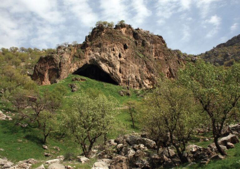 A view of the entrance to Shanidar Cave in the Kurdistan region of Iraq.