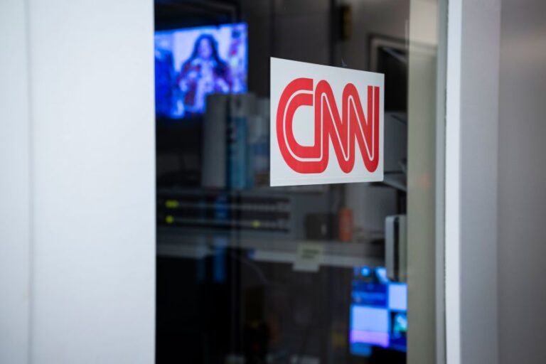 CNN signage on the network's booth in the press area of the White House after journalists with the network were earlier denied entry to the White House grounds, on September 19, 2026 in Washington, DC.