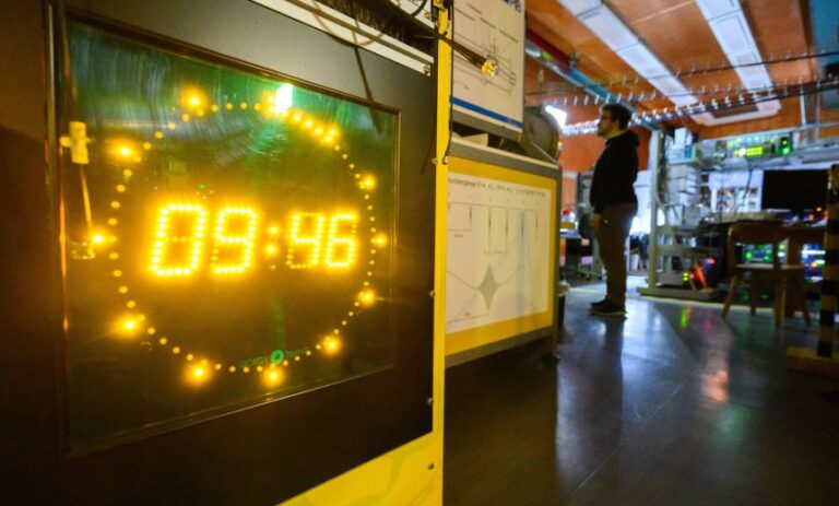 An atomic clock is seen at Physikalisch-Technische Bundesanstalt, Germany's national metrology institute. Coordinated Universal Time combines data from about 450 atomic clocks operated by more than 80 timing centers worldwide.